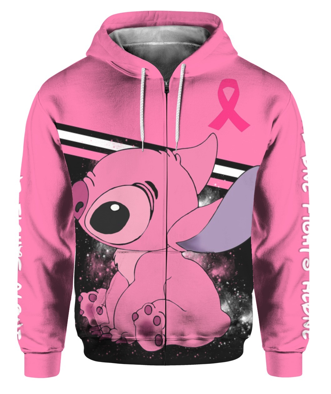 Cancer Awareness Stitch ohana means family 3d hoodie 4