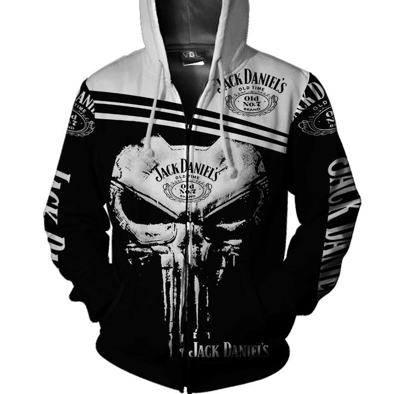 Jack Daniel's skull 3d zip hoodie