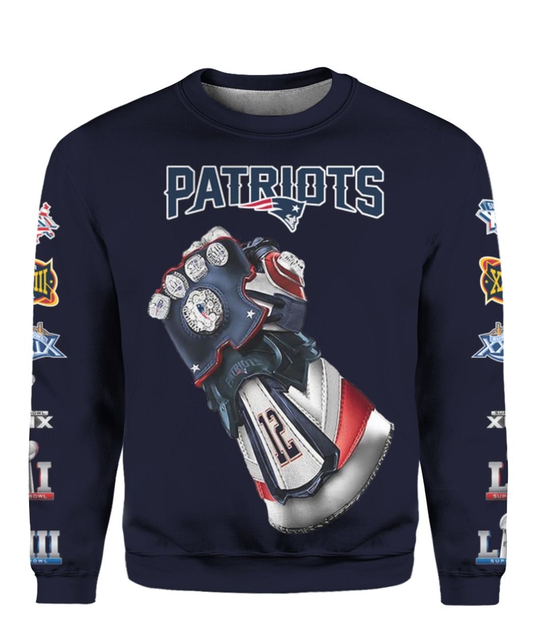New England Patriots Thanos Gauntlet 3d hoodie 3