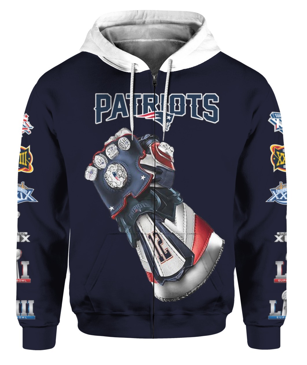 New England Patriots Thanos Gauntlet 3d hoodie 4