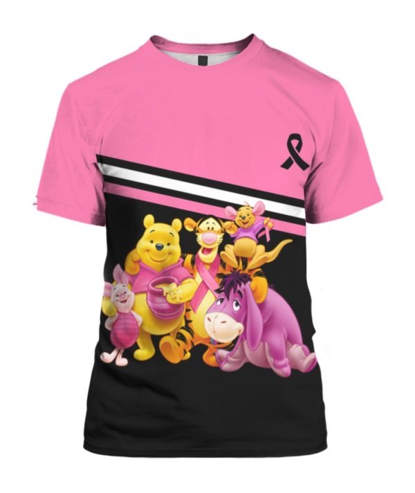 Winnie the pooh breast cancer awareness 3d full print hoodie 2