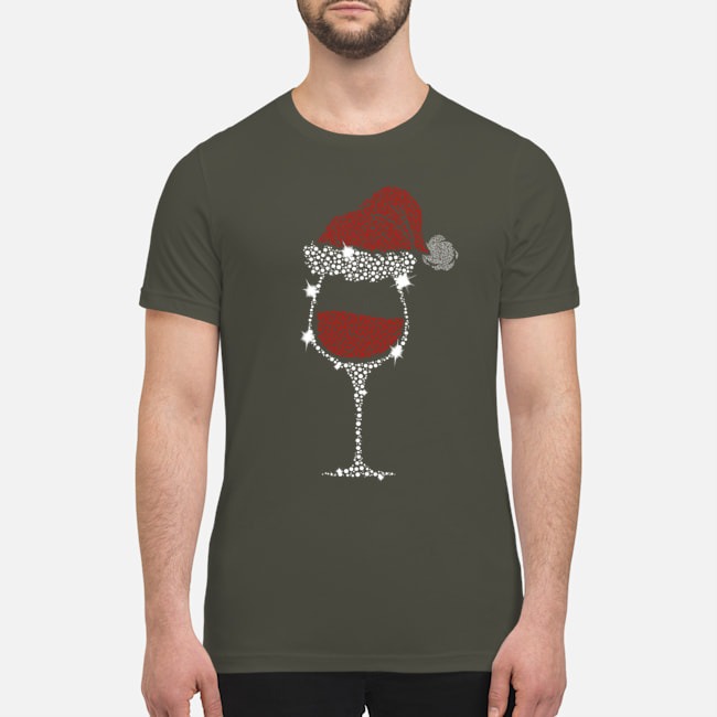 Christmas glitter wine glass shirt 3