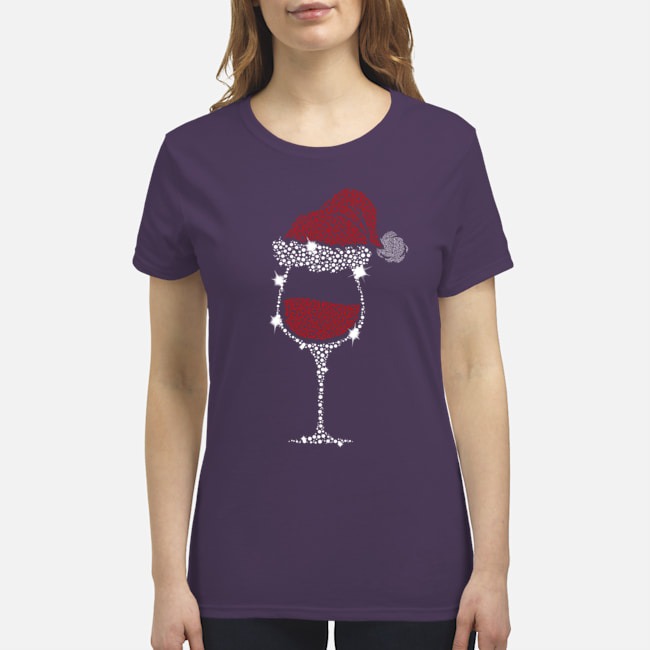 Christmas glitter wine glass shirt 4