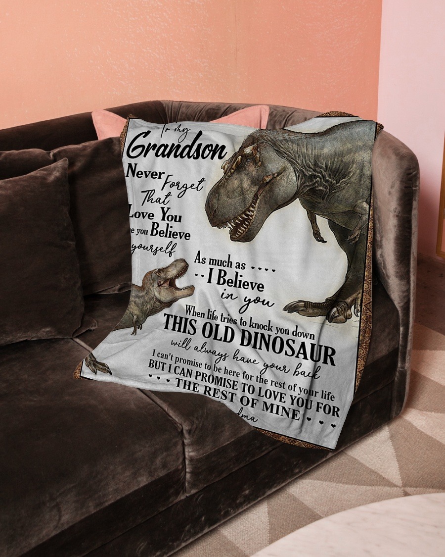 Dinosaur to my grandson never forget that I love you blanket 2