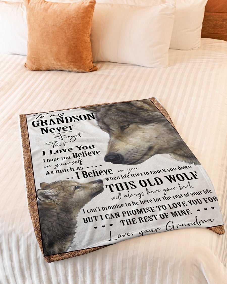 Wolf to my grandson never forget that I love you blanket 2