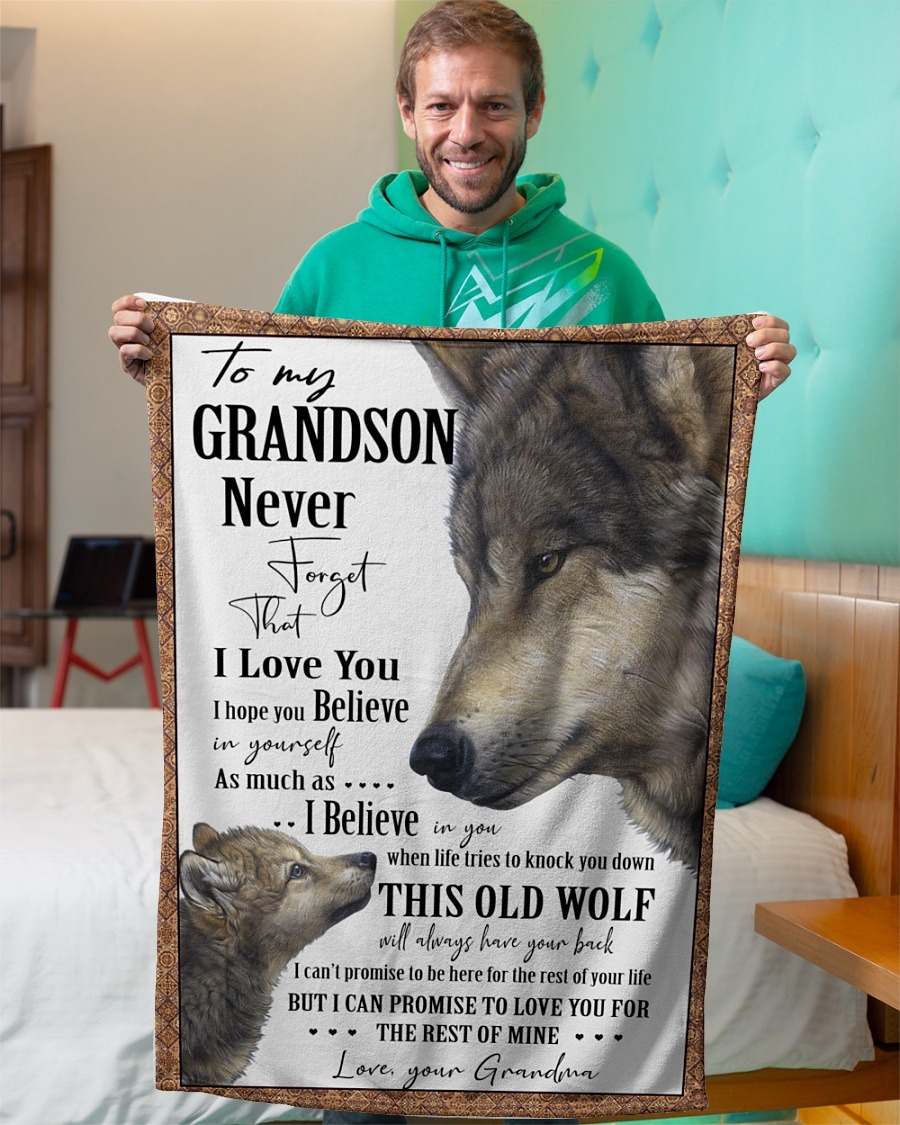 Wolf to my grandson never forget that I love you blanket 4