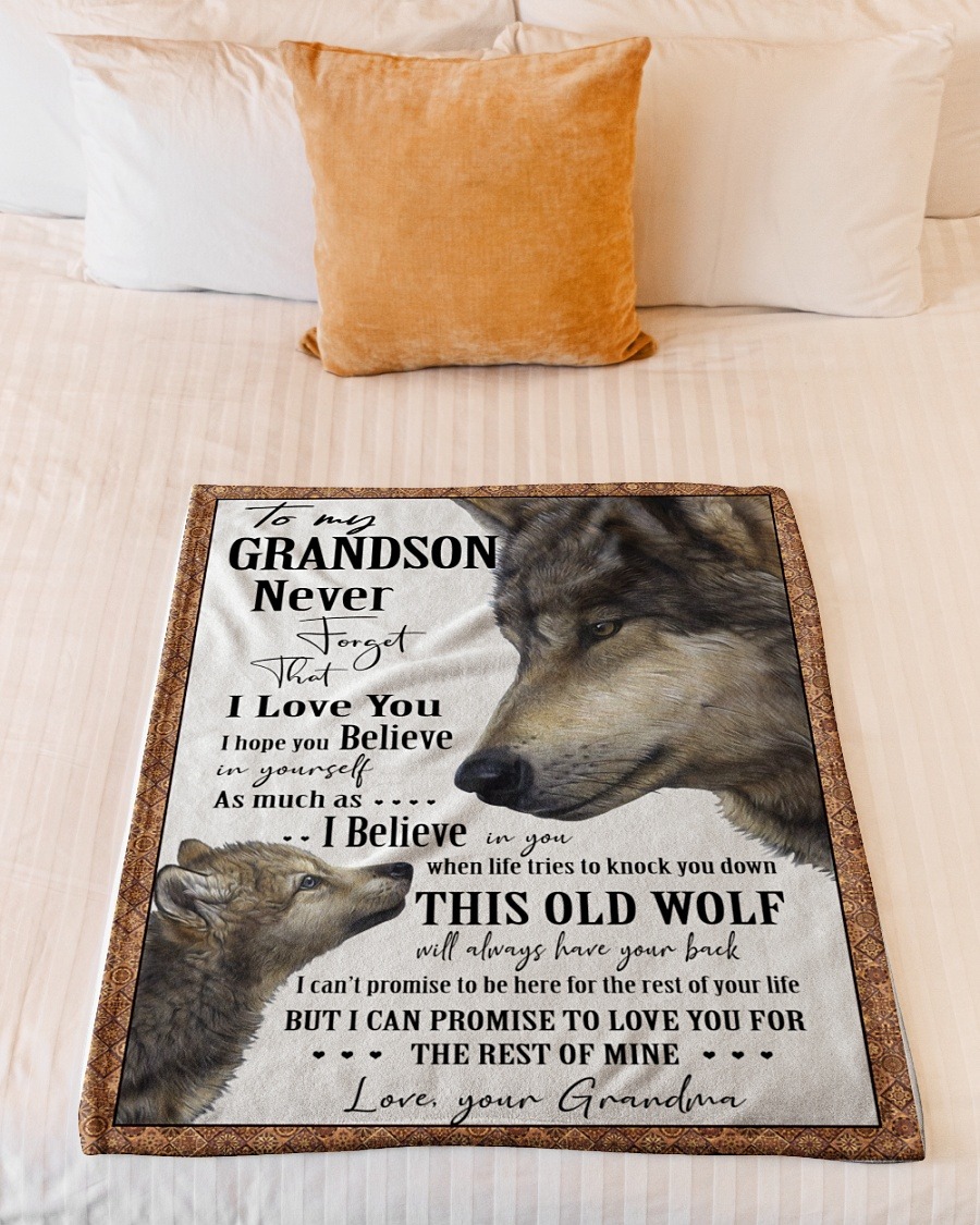 Wolf to my grandson never forget that I love you blanket 3