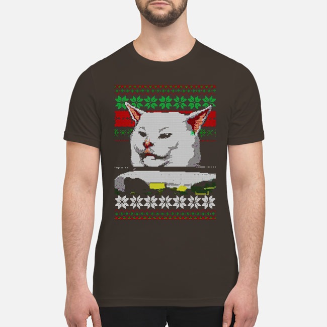 Cat at dinner Women yelling at cats meme sweater 3