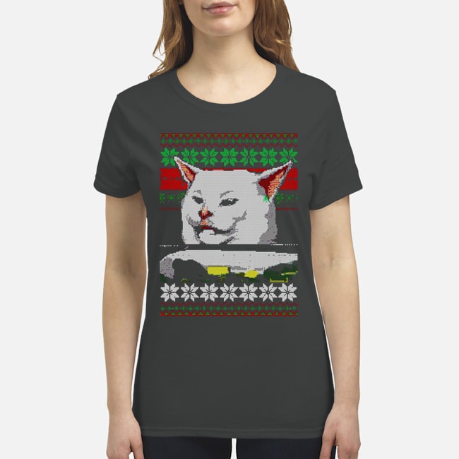 Cat at dinner Women yelling at cats meme sweater 4