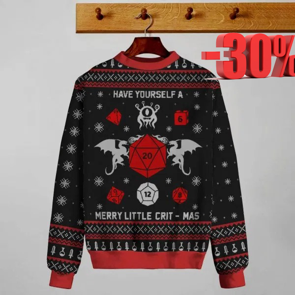 Game Merry Little Crit-Mas Knitting Pattern 3D Print Ugly Christmas Sweatshirt 2
