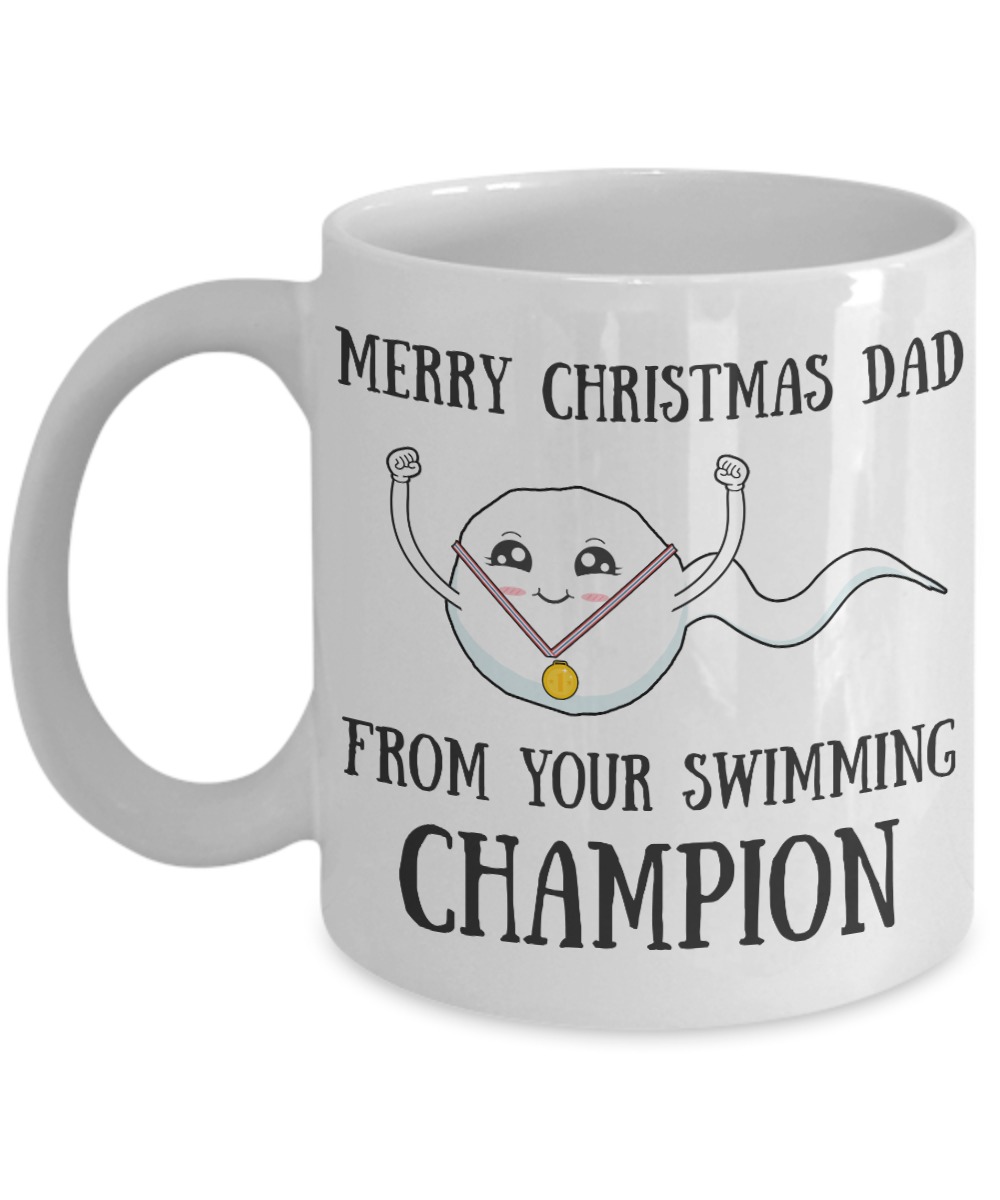 Merry Christmas dad from your swimming champion mug 2