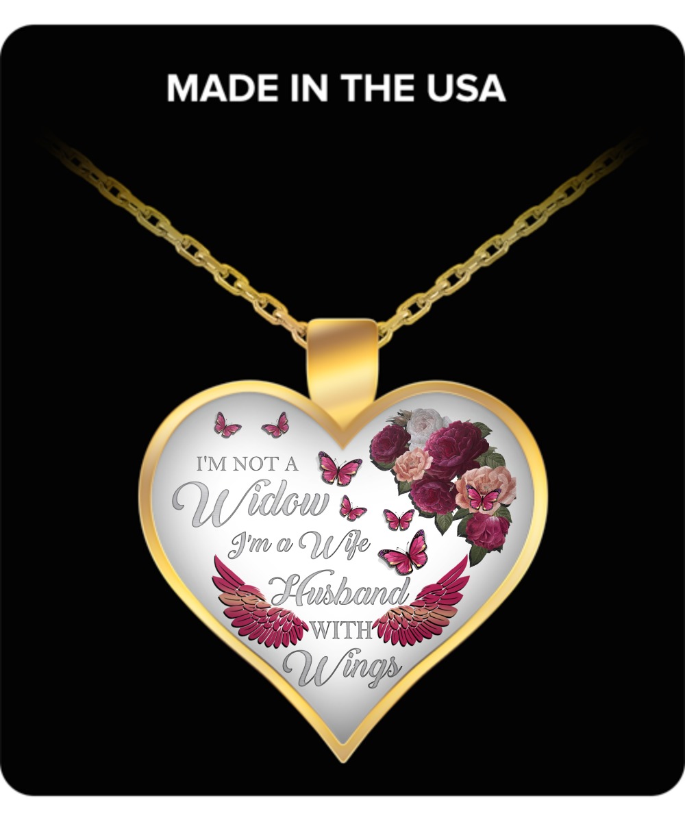 I'm not a widow I'm a wife husband with wings necklace 3