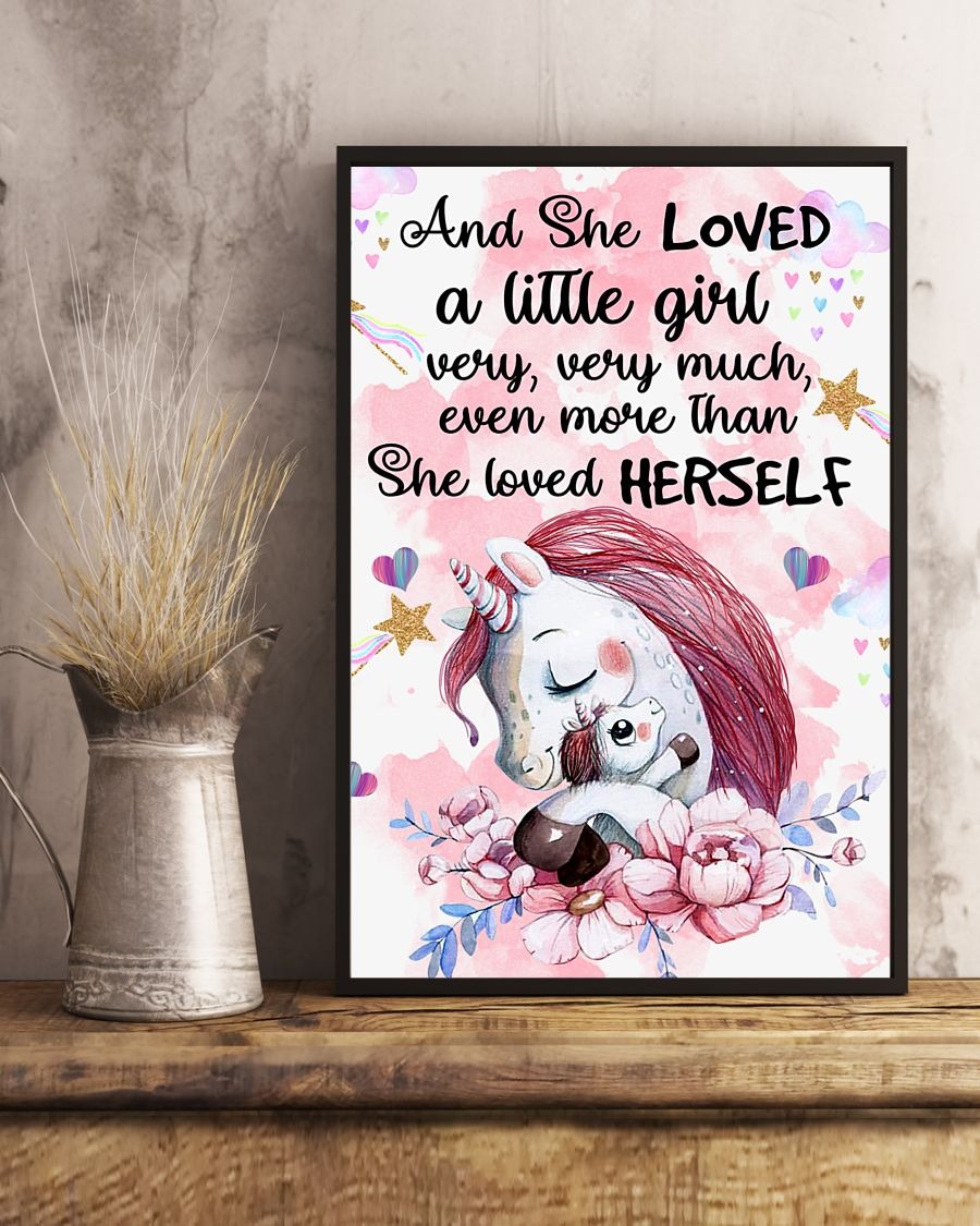 Unicorn and she loved a little girl poster 3
