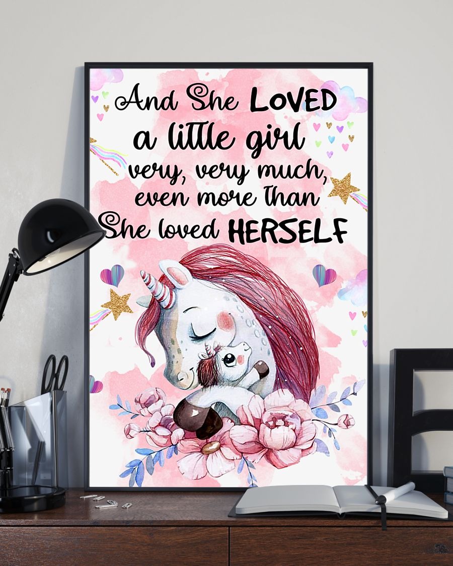 Unicorn and she loved a little girl poster 2