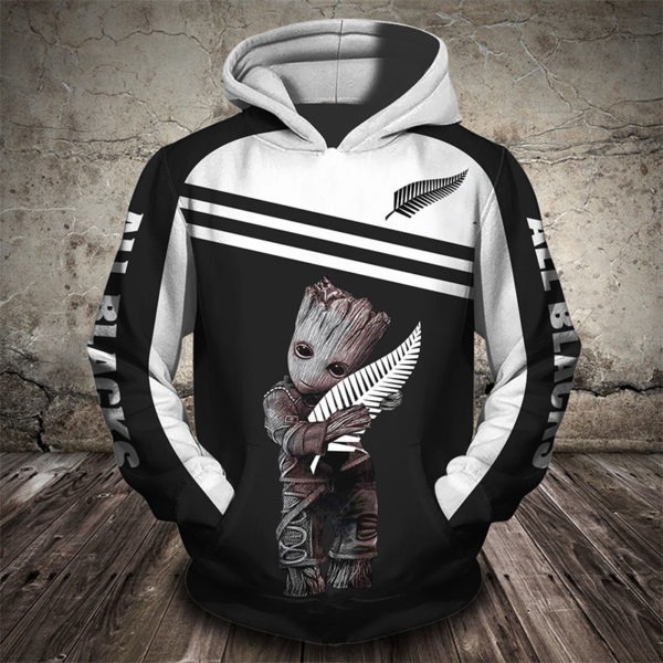 Groot hug all blacks logo 3d hoodie 2