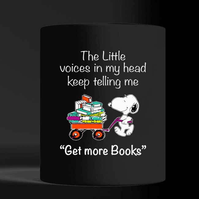 Snoopy The little voice in my head keep telling me get more books mug 4