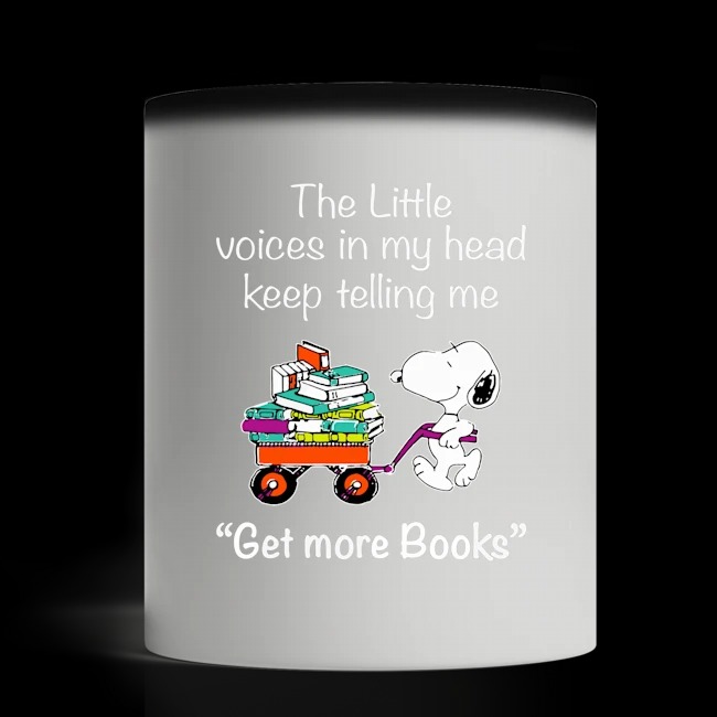Snoopy The little voice in my head keep telling me get more books mug 2