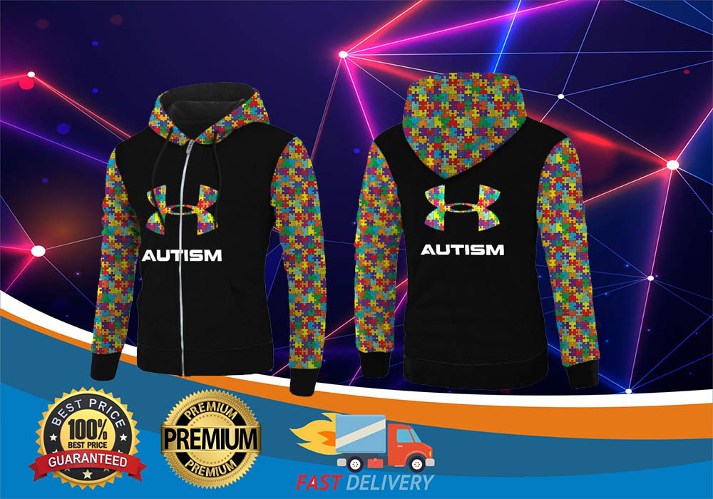 Autism under armour 3d zip hoodie