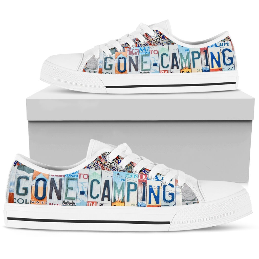 Gone camping license plates low top cool shoes