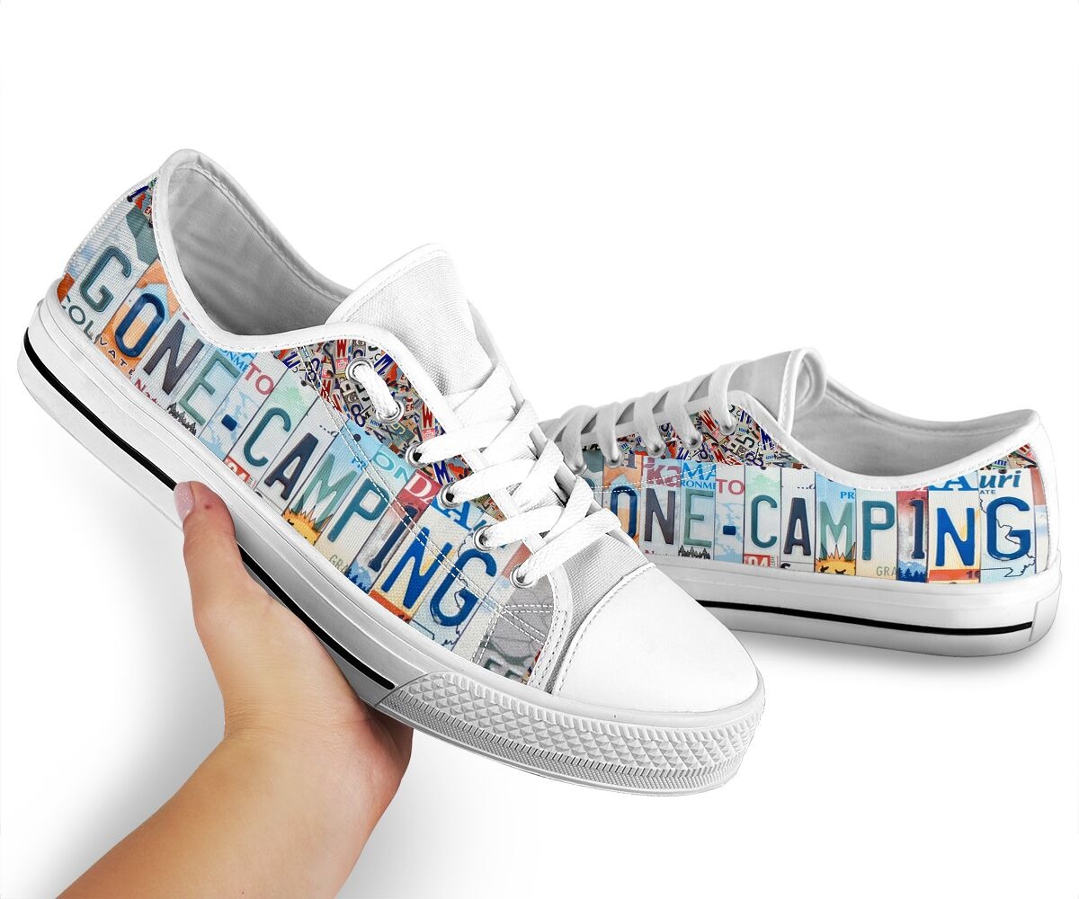 Gone camping license plates low top hot shoes
