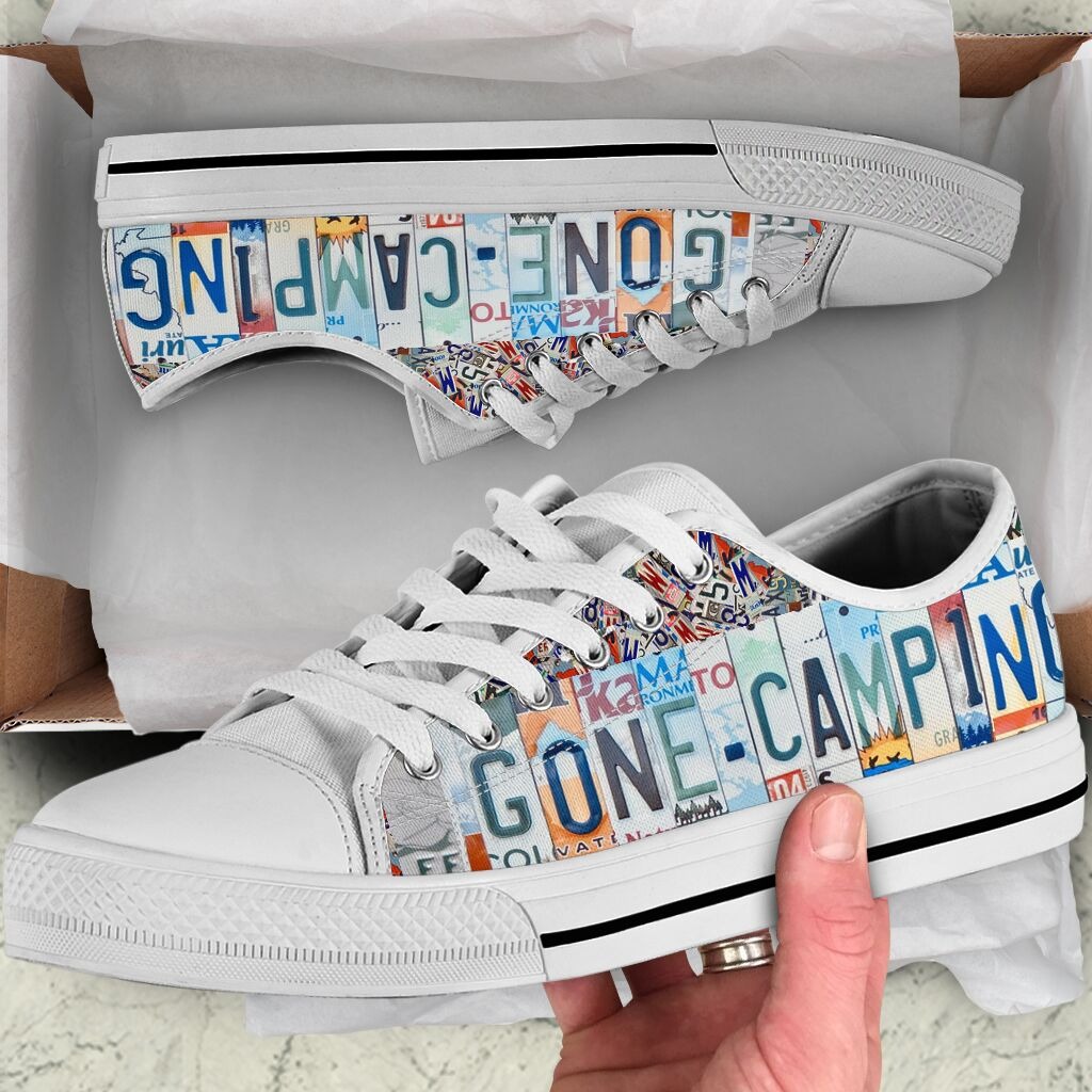 Gone camping license plates low top luxury shoes