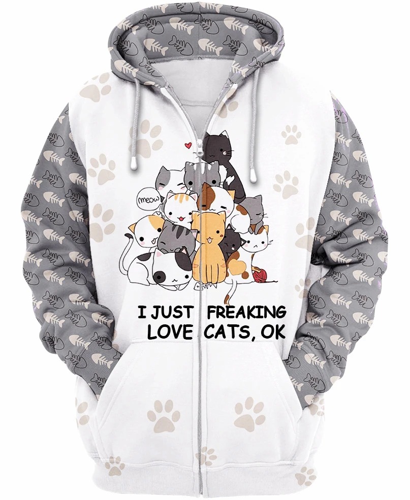 I Just Freaking Love Cat US 3d zip hoodie
