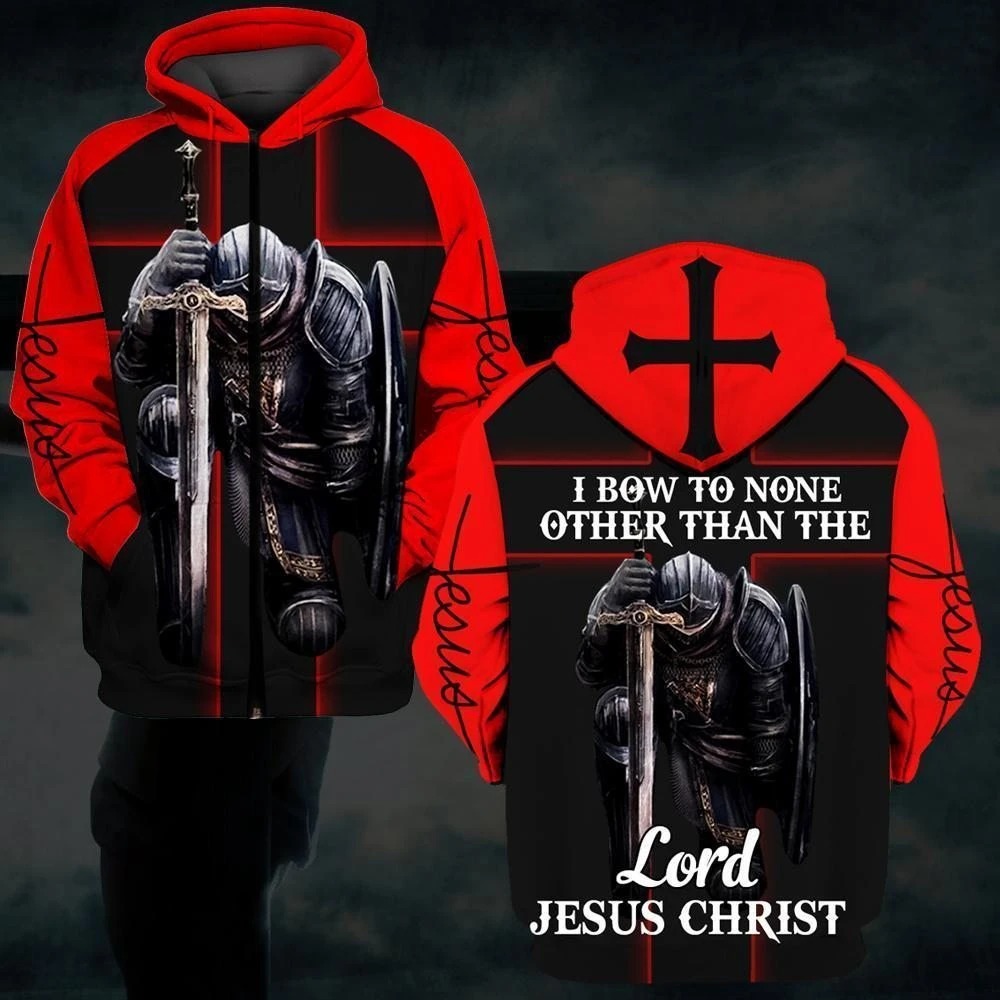 I bow a none other than the Lord Jesus Christ 3d zip hoodie