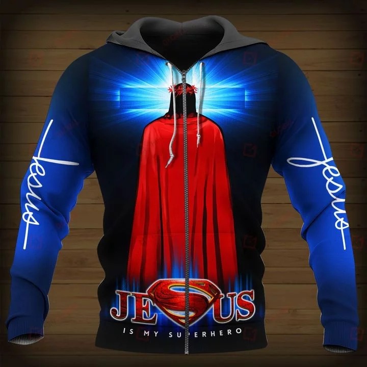 Jesus god is my superhero 3d zip hoodie