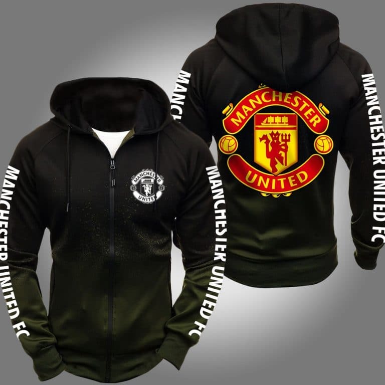 Manchester United 3d over print olive hoodie
