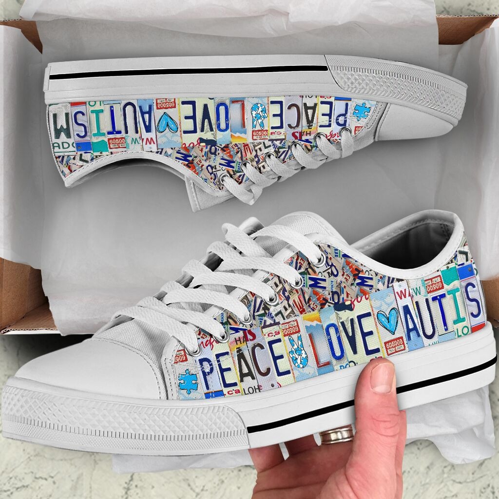 Peace love autism low top shoes 4