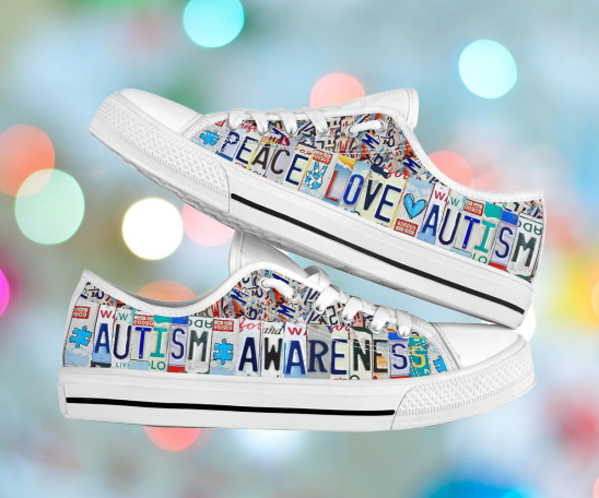 Peace love autism low top shoes 2