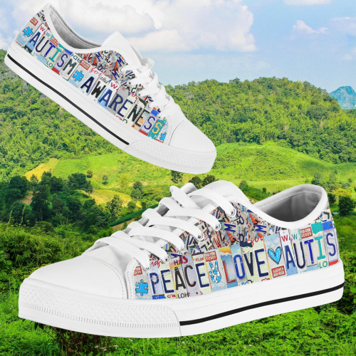Peace love autism low top shoes 1