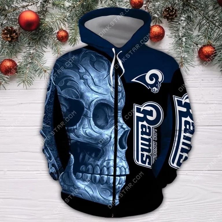 Sugar Skull Los Angeles Rams 3d over print hoodie 4