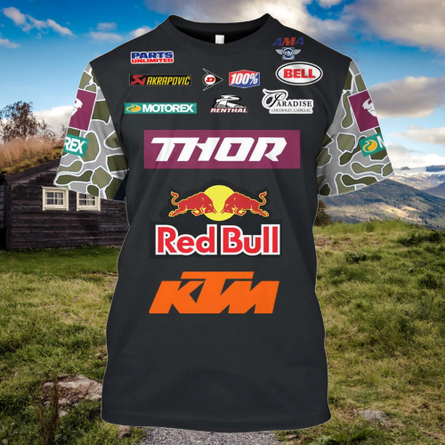 Thor motocross redbull custom name 3d hoodie and shirt