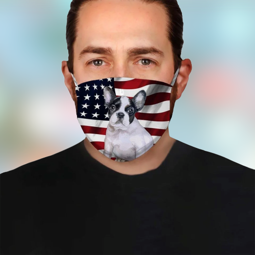 Puppy French Bulldog American Flag Fod Face mask 3