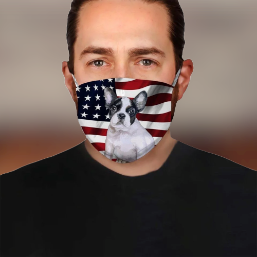 Puppy French Bulldog American Flag Fod Face mask 4
