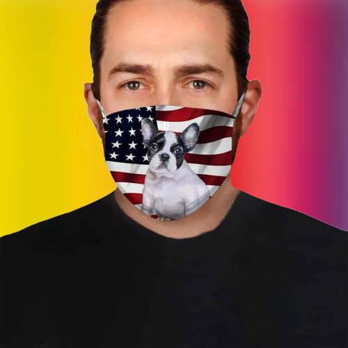 Puppy French Bulldog American Flag Fod Face mask 2