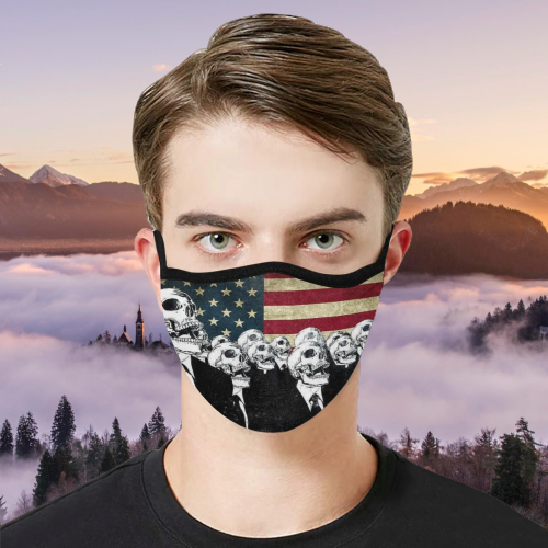 American Flag Skull cloth fabric face mask 3