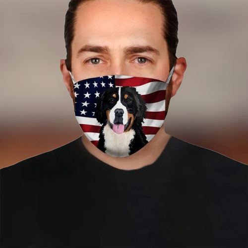 Bernese Mountain American Flag Fod Face mask 4