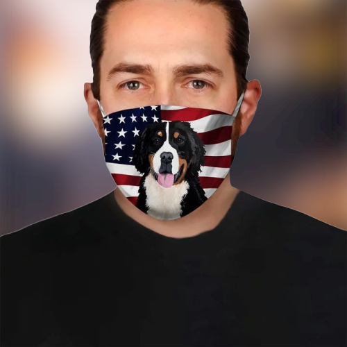 Bernese Mountain American Flag Fod Face mask 2