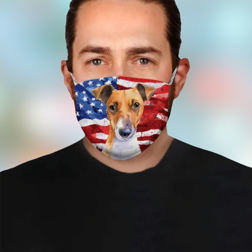 Jack Russel Terrie American Flag Fod Face mask 3