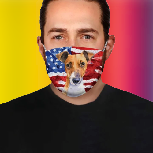 Jack Russel Terrie American Flag Fod Face mask 2