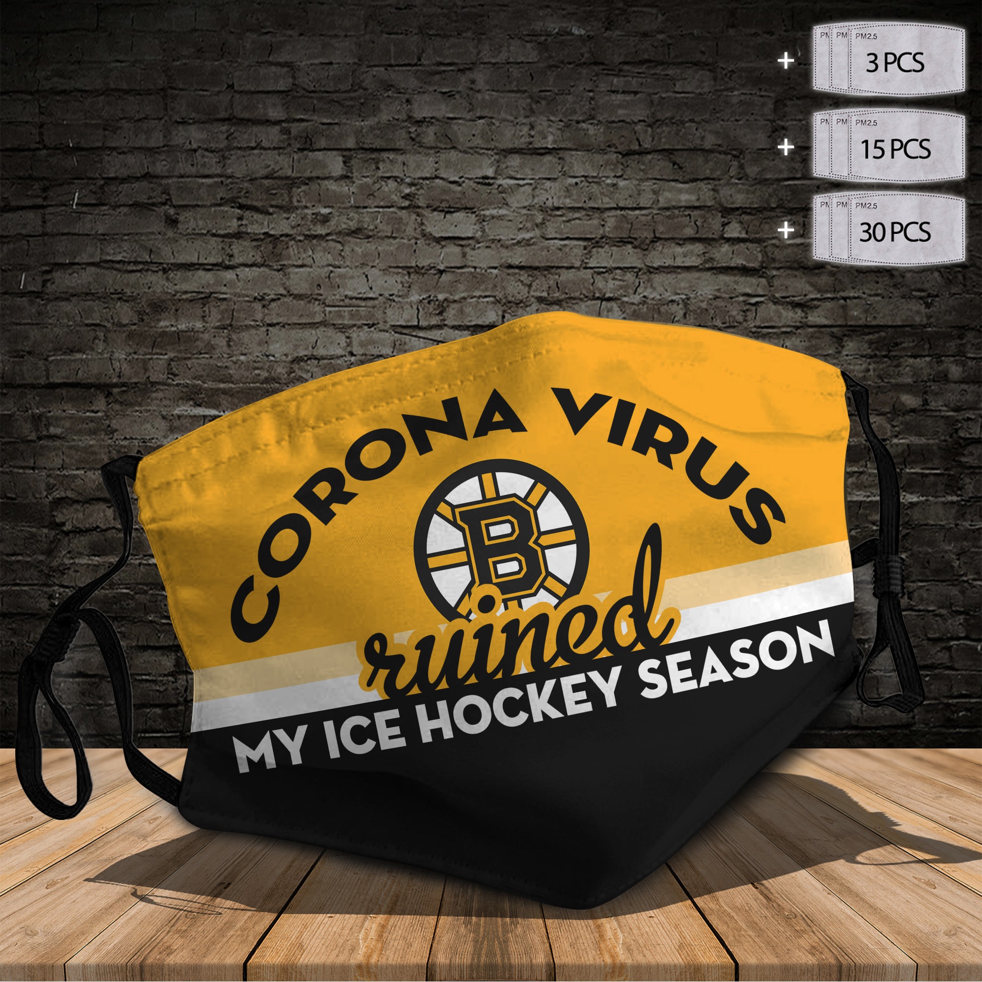 Boston Bruins Corona virus ruined my ice hockey season face mask 4