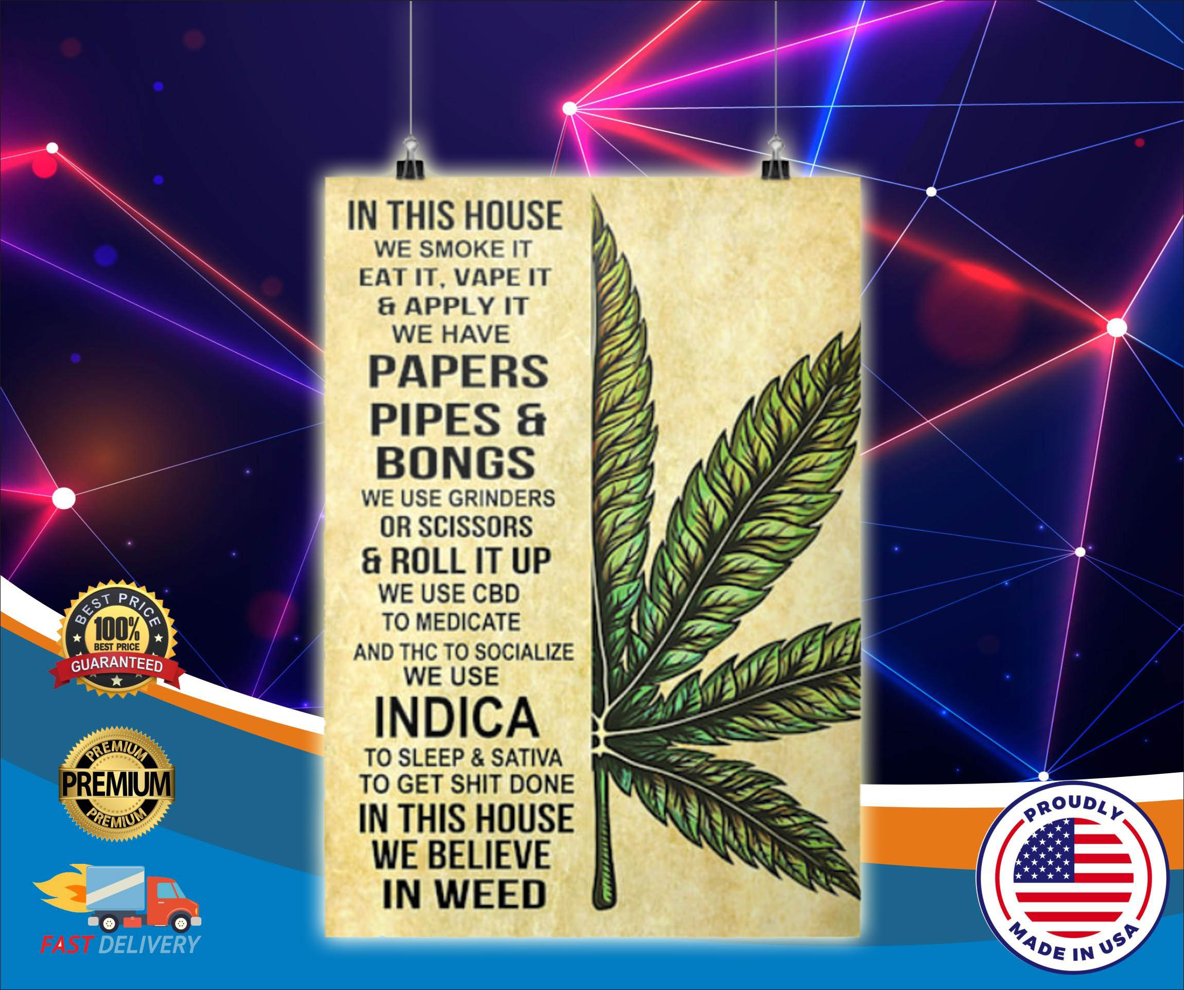 Cannabis in this house we smoke weed poster 4