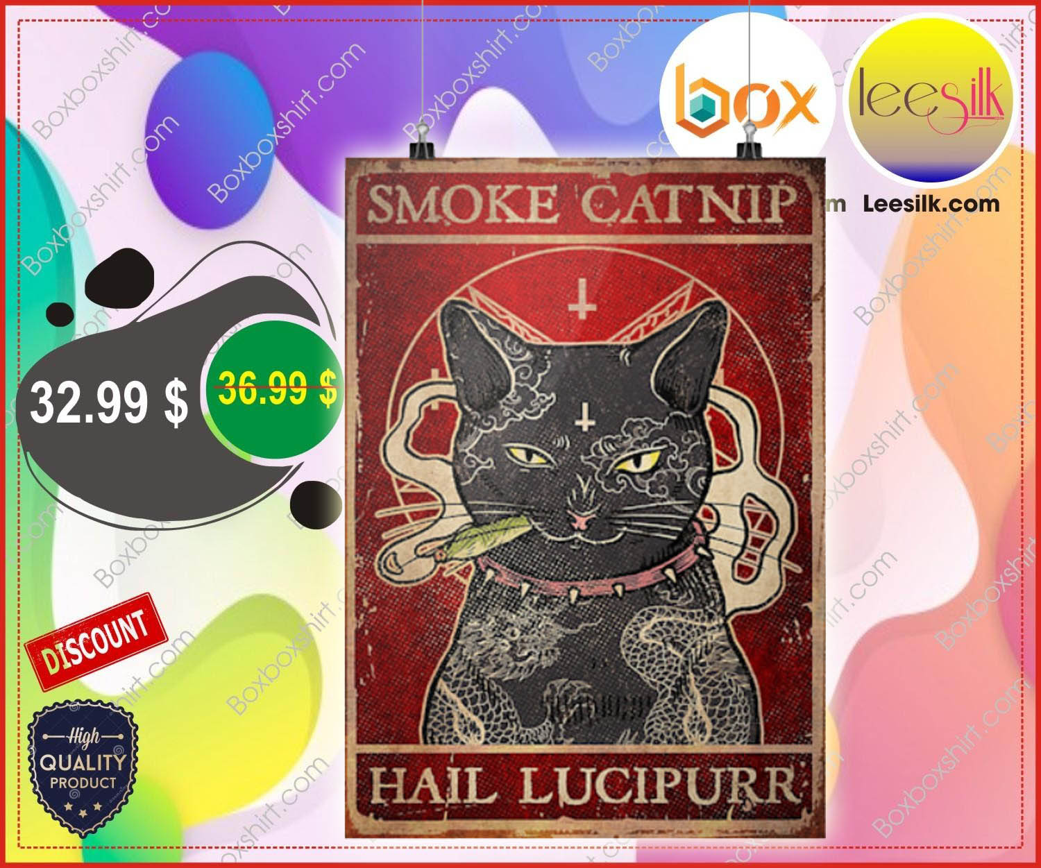 Cat smoke catnip hail lucipurr poster 4