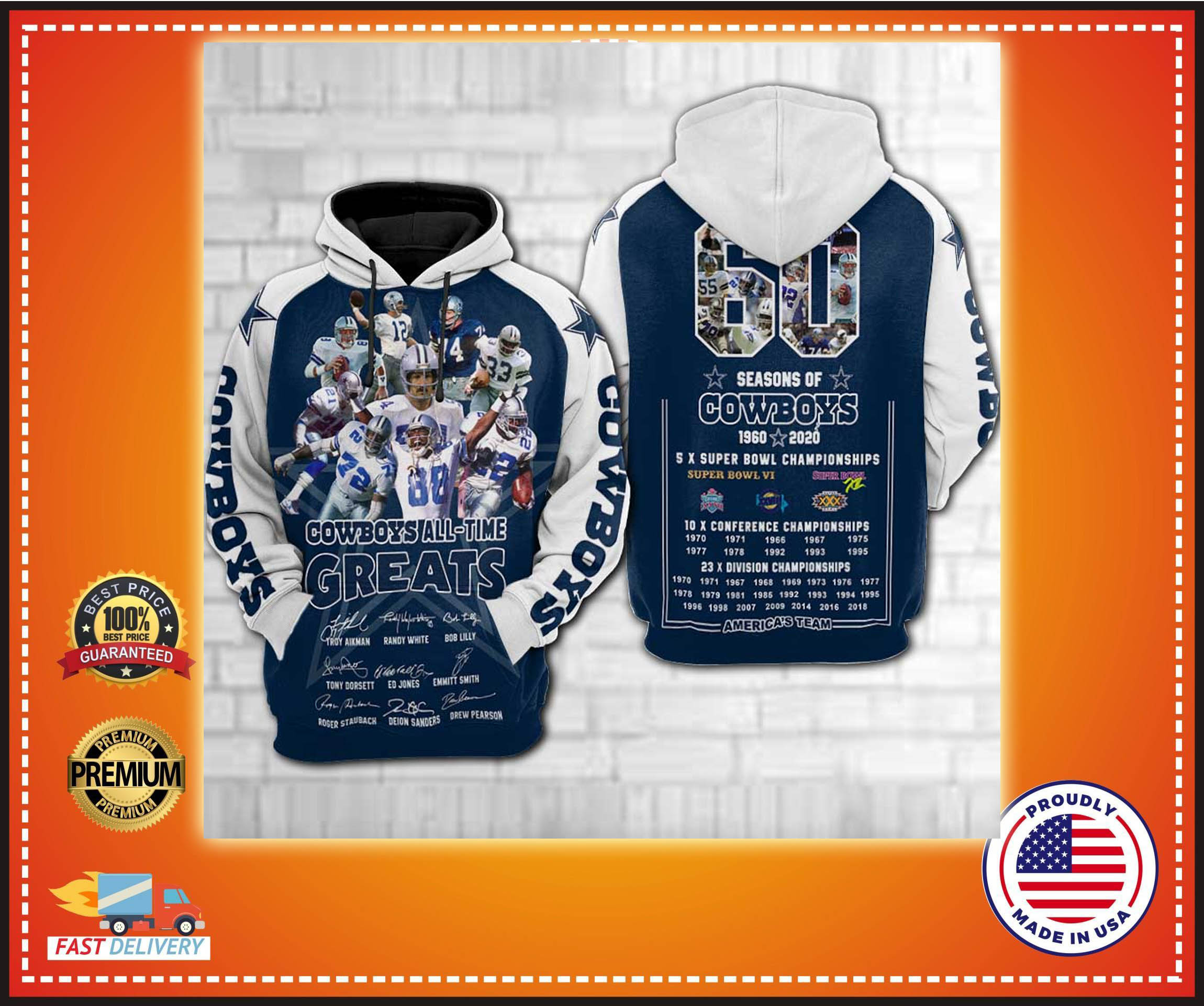 Dallas Cowboys all time greats 3d hoodie
