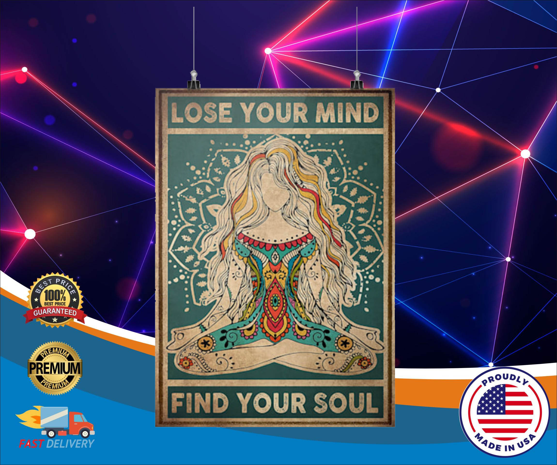 Meditation girl lose your mind find your soul poster 3