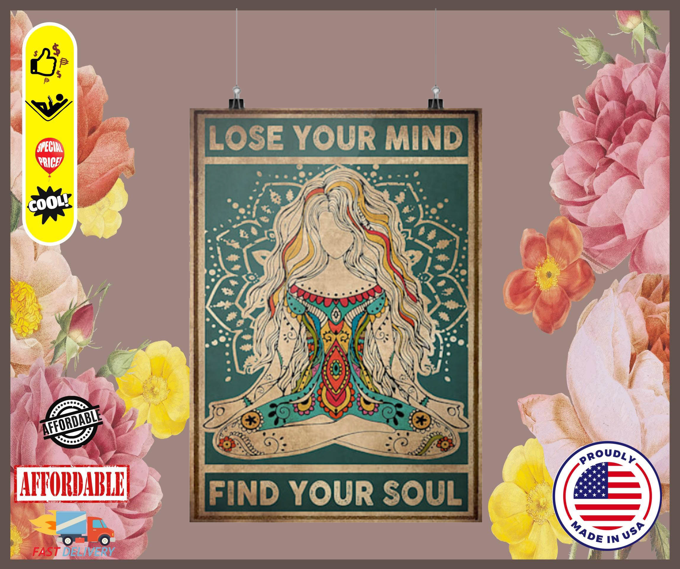 Meditation girl lose your mind find your soul poster 2