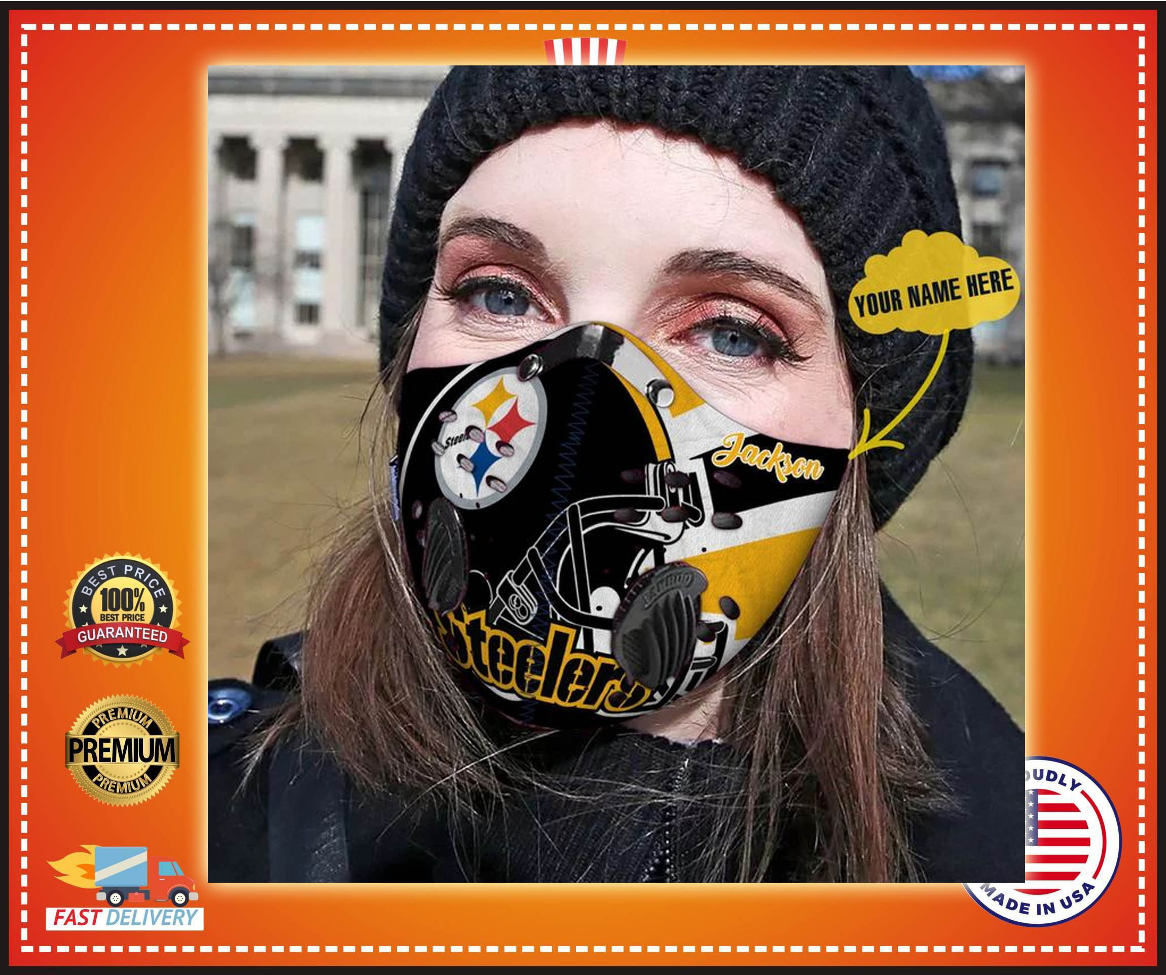Pittsburgh Steelers custom Personalized name face mask 3