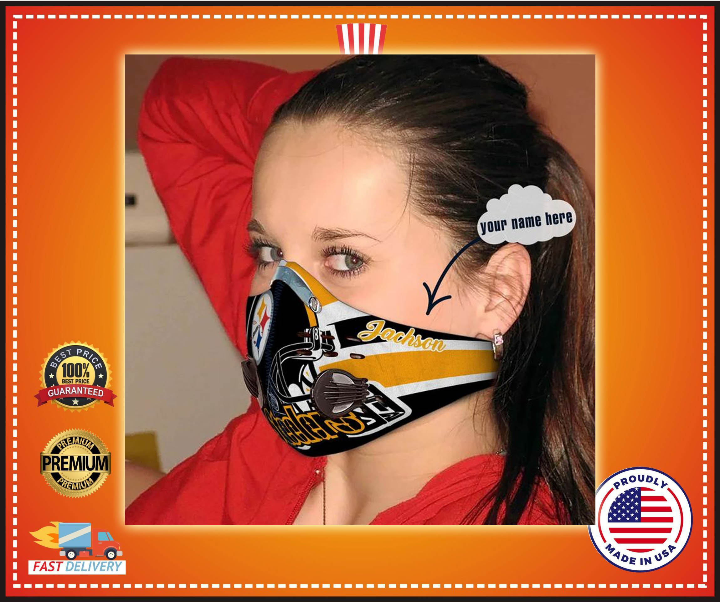 Pittsburgh Steelers custom Personalized name face mask 4